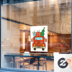 Santa LKW Vorderansicht Frohe Weihnachten Fensteraufkleber