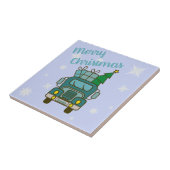 Santa LKW Vorderansicht Frohe Weihnachten Fliese (Seite)