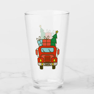 Santa LKW Vorderansicht Frohe Weihnachten Glas