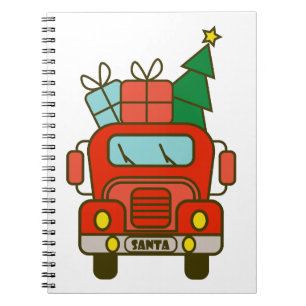 Santa LKW Vorderansicht Frohe Weihnachten Notizblock