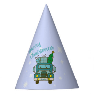 Santa LKW Vorderansicht Frohe Weihnachten Partyhütchen