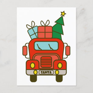 Santa LKW Vorderansicht Frohe Weihnachten Postkarte
