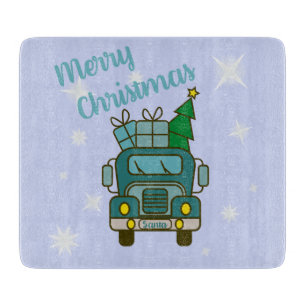 Santa LKW Vorderansicht Frohe Weihnachten Schneidebrett
