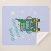 Santa LKW Vorderansicht Frohe Weihnachten Sherpadecke (Vorderseite (Horizontal))