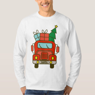 Santa LKW Vorderansicht Frohe Weihnachten T-Shirt