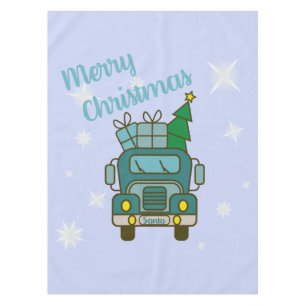 Santa LKW Vorderansicht Frohe Weihnachten Tischdecke