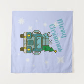 Santa LKW Vorderansicht Frohe Weihnachten Wandteppich (Vorderseite (Horizontal))