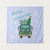 Santa LKW Vorderansicht Frohe Weihnachten Wandteppich (Vorderseite)