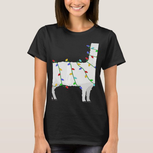 Santa Llama Christmas Lights Llama Xmas T-Shirt (Vorderseite)