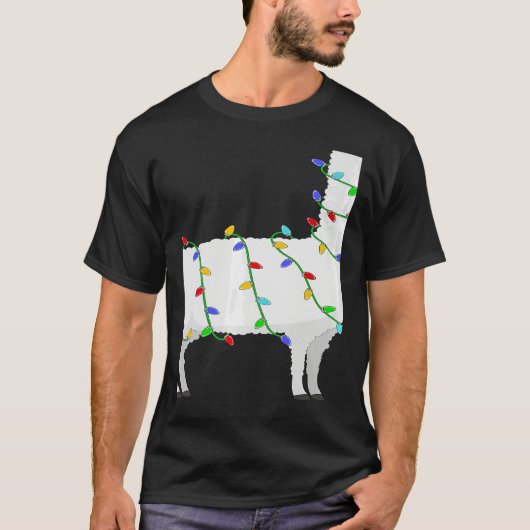 Santa Llama Christmas Lights Llama Xmas T-Shirt (Vorderseite)