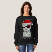 Santa Llama  Christmas Lights Ugly Llama Xmas Sweatshirt (Vorne ganz)