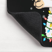Santa Llama Gesicht Weihnachten Bunte Lichter Pass Mousepad (Ecke)