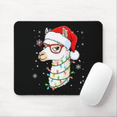 Santa Llama Gesicht Weihnachten Bunte Lichter Pass Mousepad (Mit Mouse)