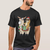 Santa Llama Meerkat Riding Reindeer Alpaca Christm T-Shirt (Vorderseite)