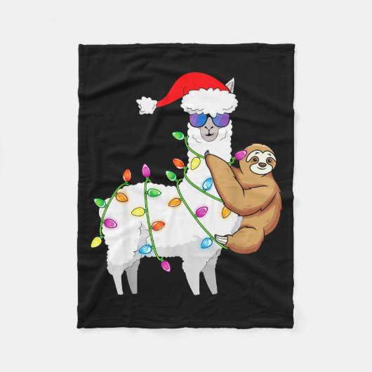 Santa Llama Xmas Funny Llama Sloth Christmas  Fleecedecke (Vorderseite)