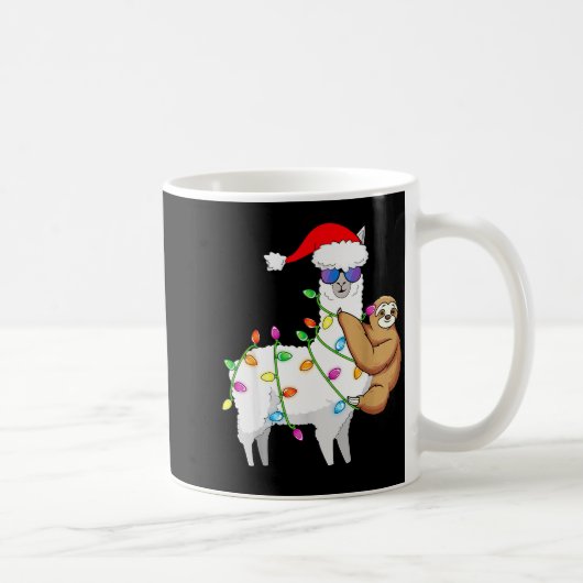 Santa Llama Xmas Funny Llama Sloth Christmas Kaffeetasse (Rechts)