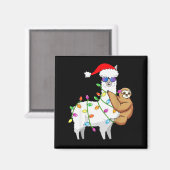 Santa Llama Xmas Funny Llama Sloth Christmas Magnet (Vorderseite/Rückseite)