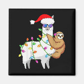 Santa Llama Xmas Funny Llama Sloth Christmas Magnet (Vorne)