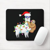 Santa Llama Xmas Funny Llama Sloth Christmas Mousepad (Mit Mouse)