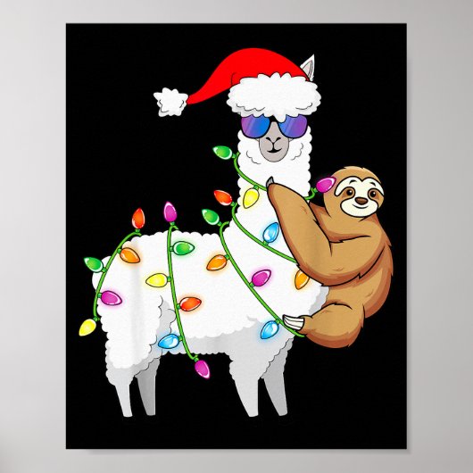 Santa Llama Xmas Funny Llama Sloth Christmas  Poster (Vorne)