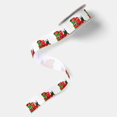 Santa Loading Sleigh White Ribbon Satinband (Rückseite)