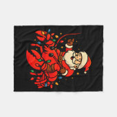 Santa Lobster Christmas Pajama Santa Riding Lobste Fleecedecke (Vorderseite (Horizontal))