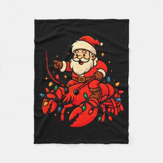 Santa Lobster Christmas Pajama Santa Riding Lobste Fleecedecke (Vorderseite)