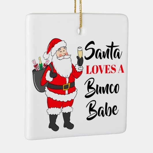 Santa Loves A Bunco Babe Funny Wine Custom Keramikornament (Rechts)