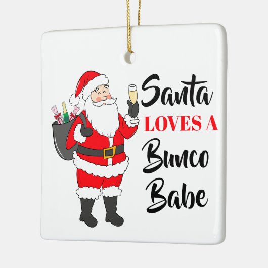 Santa Loves A Bunco Babe Funny Wine Custom Keramikornament (Links)