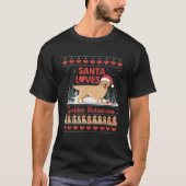 Santa Loves Golden Retrievers Ugly Christmas Funny T-Shirt (Vorderseite)