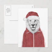 Santa Löwe Feiertagspostkarte (Vorne/Hinten)