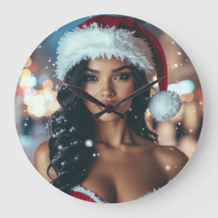 Santa Mädchen - Ho Ho Ho - Weihnachten Große Wanduhr