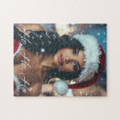Santa Mädchen - Ho Ho Ho - Weihnachten Puzzle (Horizontal)