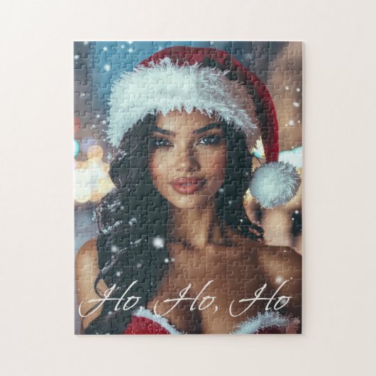 Santa Mädchen - Ho Ho Ho - Weihnachten Puzzle (Vertikal)