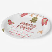 Santa Mädchen Junge Feiertag Baby Shower   Pappteller (Schrägansicht)