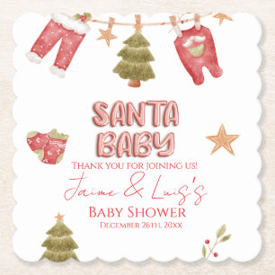Santa Mädchen Junge Feiertag Baby Shower   Untersetzer