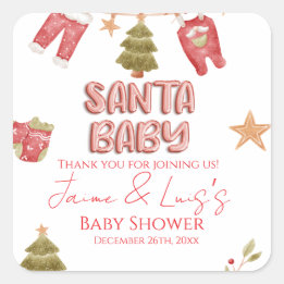 Santa-Mädchen-Jungen-Urlaub-Baby-Party   Quadratischer Aufkleber