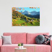 Santa Maddalena im Herbst auf Leinwand drucken (Insitu (Wohnzimmer))
