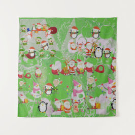 Santa Magical Green New Jahre Wandteppich