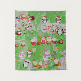Santa Magical Green New Jahre Wandteppich