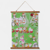 Santa Magical Green New Jahre Wandteppich Mit Holzrahmen (Vorderseite)