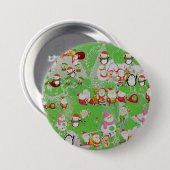 Santa Magical Green New Year Button (Vorne & Hinten)
