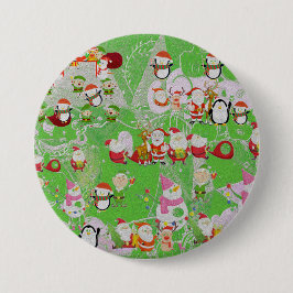 Santa Magical Green New Year Button