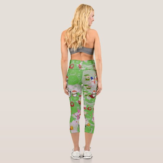 Santa Magical Green New Year Capri Leggings (Rückseite)