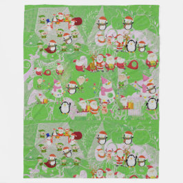 Santa Magical Green New Year Fleecedecke