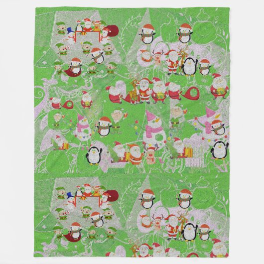 Santa Magical Green New Year Fleecedecke (Vorderseite)