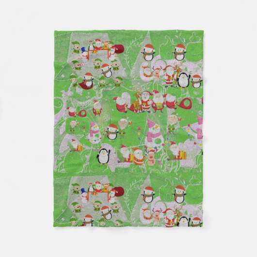 Santa Magical Green New Year  Fleecedecke (Vorderseite)