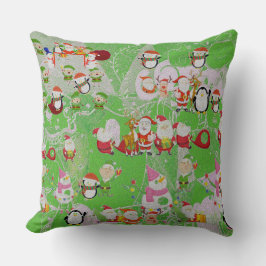 Santa Magical Green New Year  Kissen