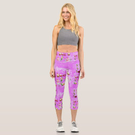 Santa Magical Pink New Jahre Capri Leggings