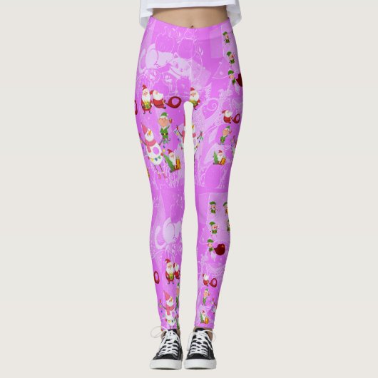 Santa Magical Pink New Jahre Leggings (Vorderseite)